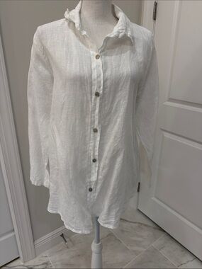 Lightweight White Linen Button-Up Shirt